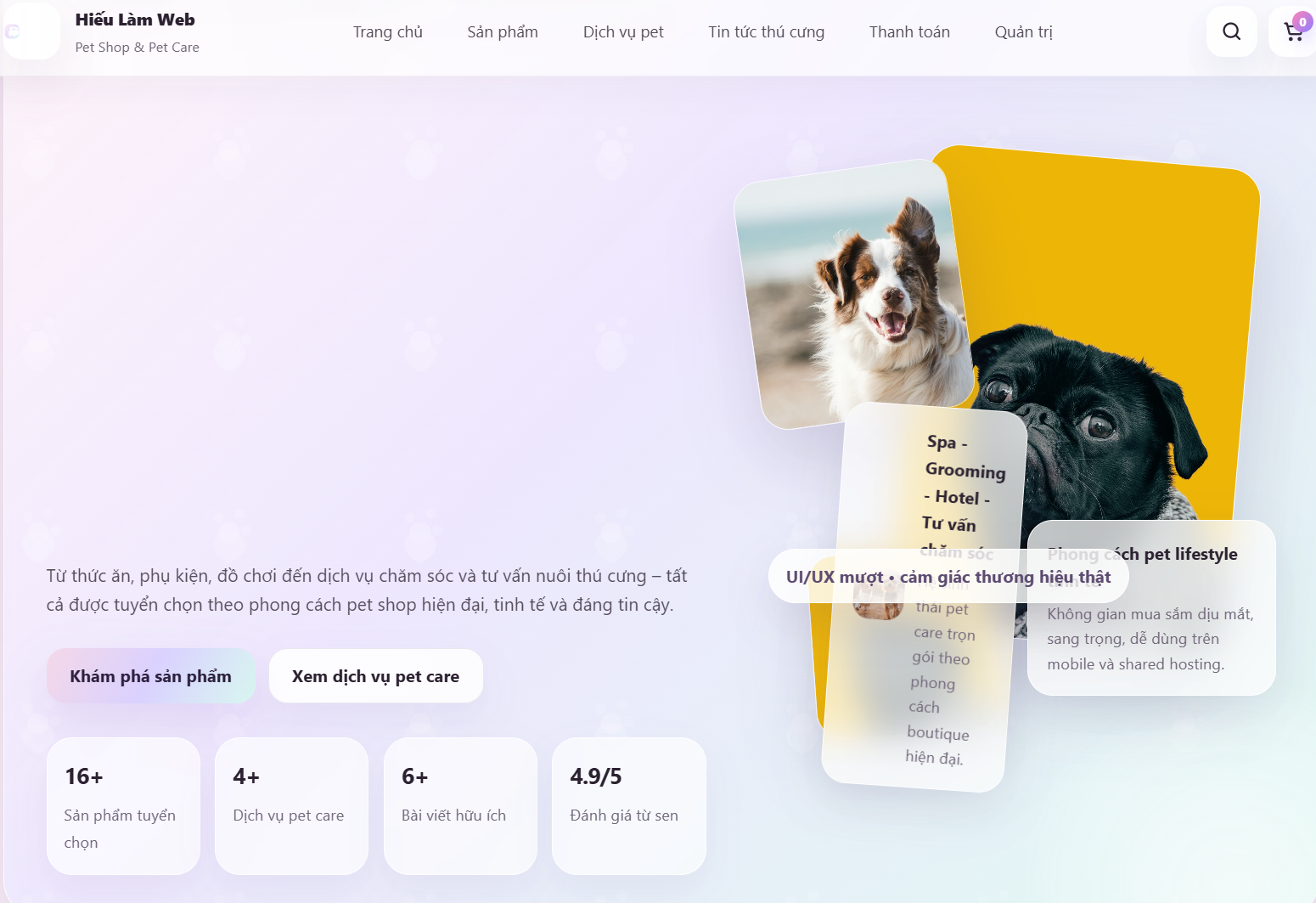 Website thú cưng cao cấp V3