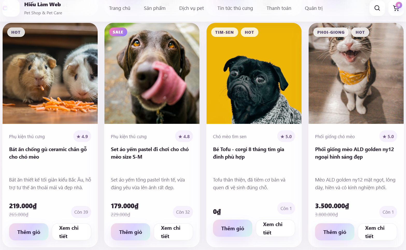 Website thú cưng cao cấp V3