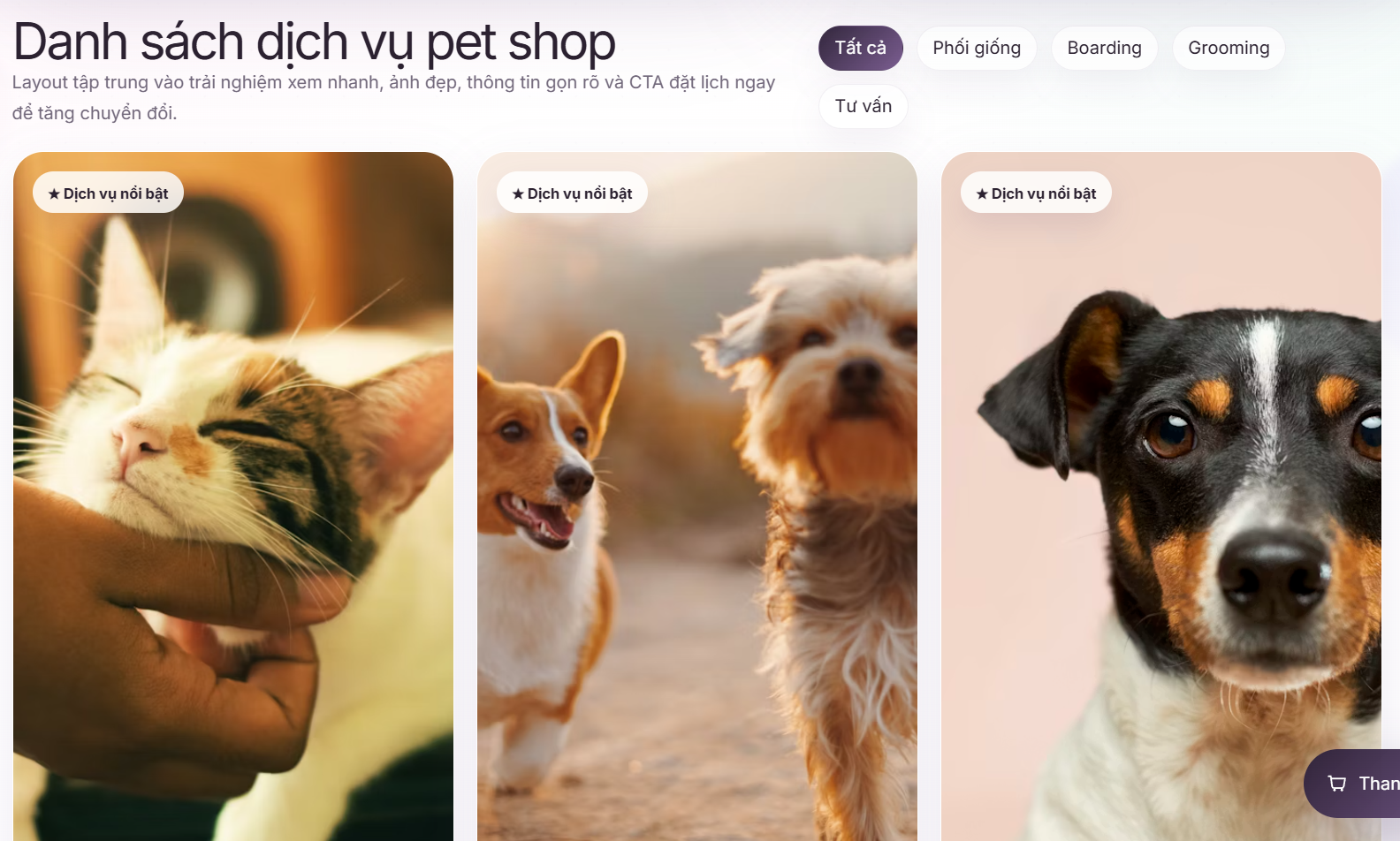 Website thú cưng cao cấp V3