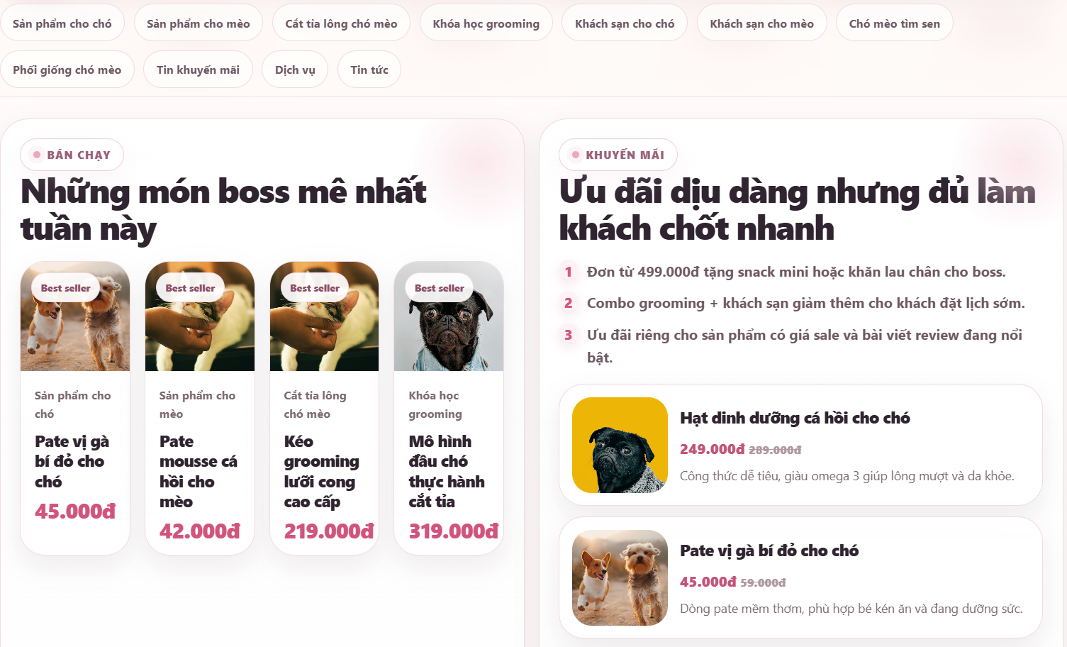 Website thú cưng cao cấp V1