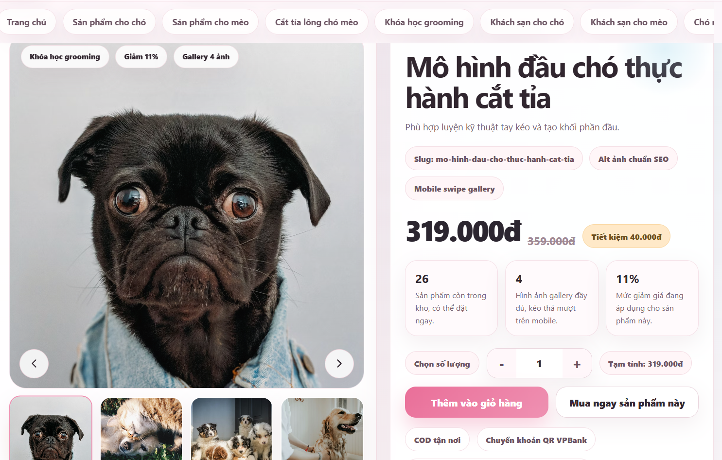 Website thú cưng cao cấp V1