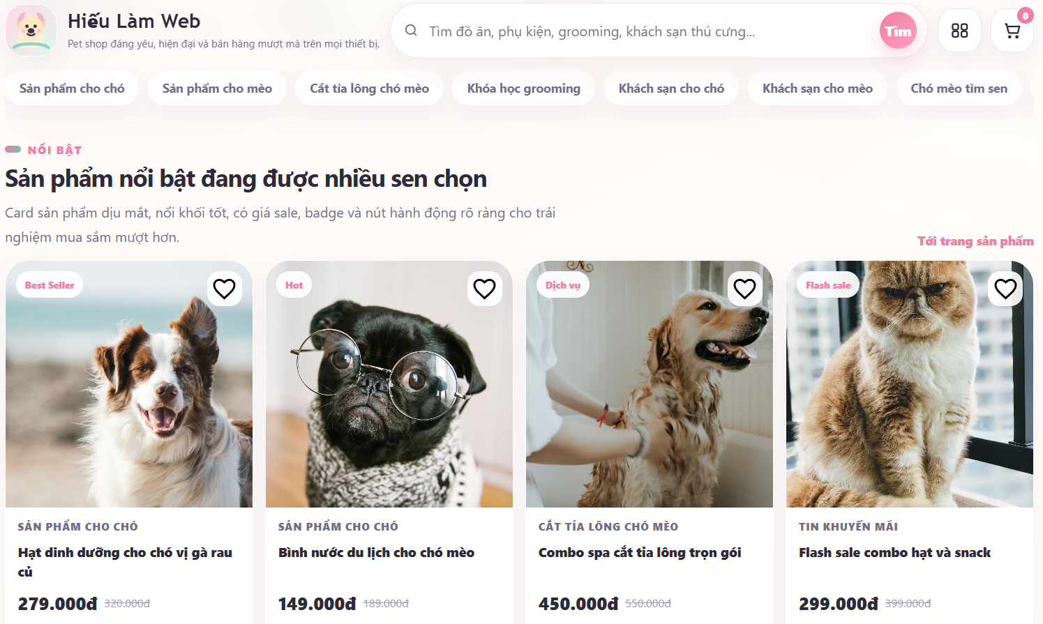 Website thú cưng cao cấp V2