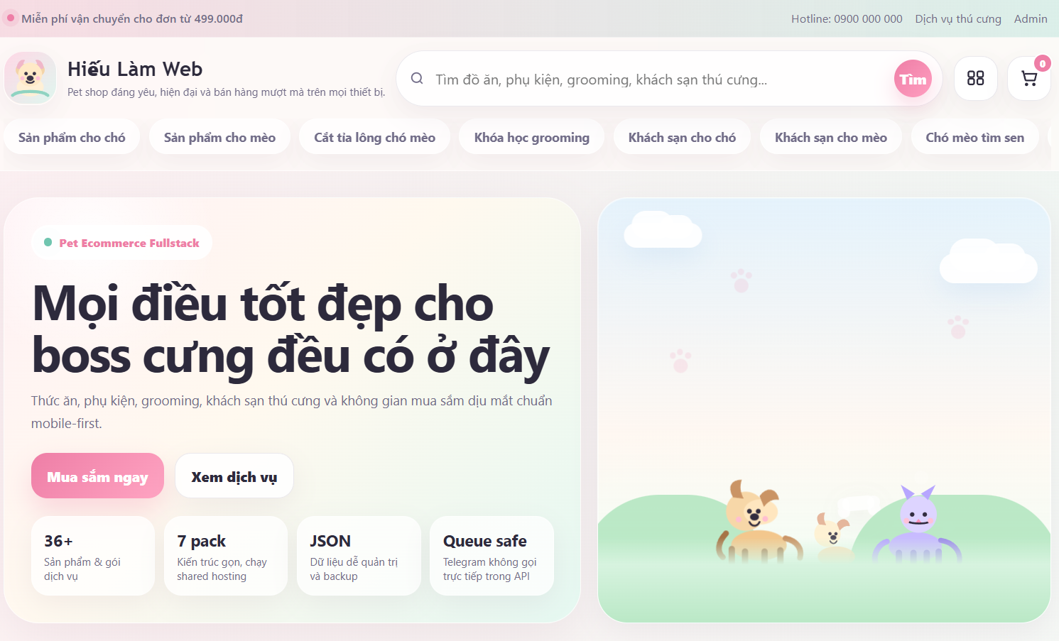 Website thú cưng cao cấp V2