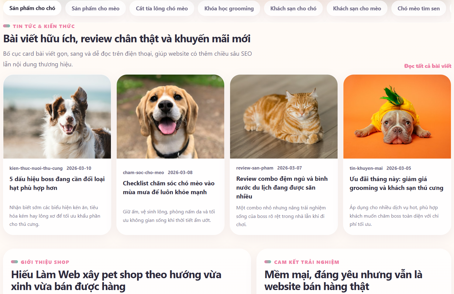 Website thú cưng cao cấp V2