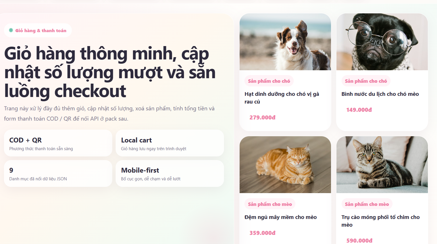 Website thú cưng cao cấp V2