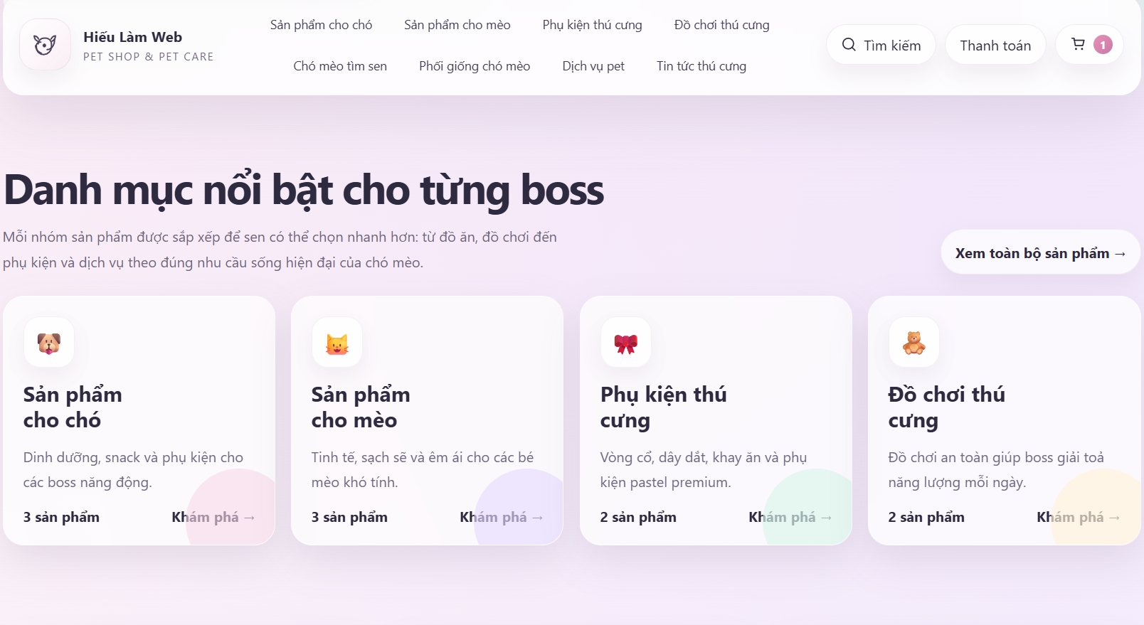 Website thú cưng cao cấp V5