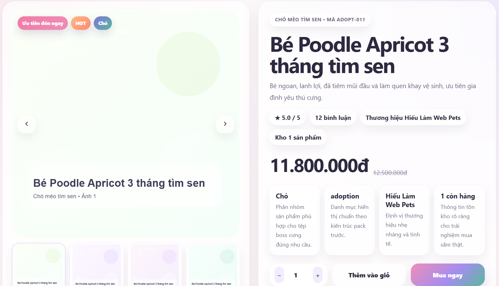 Website thú cưng cao cấp V5